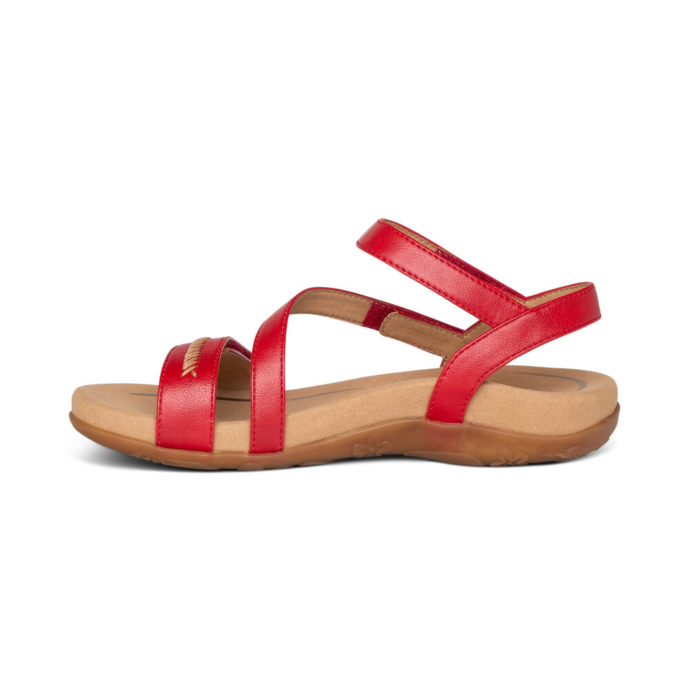 Aetrex Women's Gabby Adjustable Arch Support Sandals - Red | USA EAXKW6A